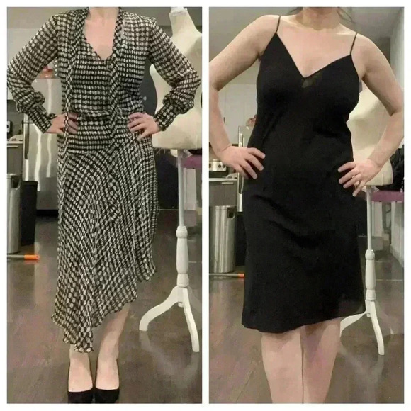 Theory Tie-Neck Long-Sleeve Broken Oval Silk-Blend Scarf Wrap Dress NWT - Picture 1 of 15